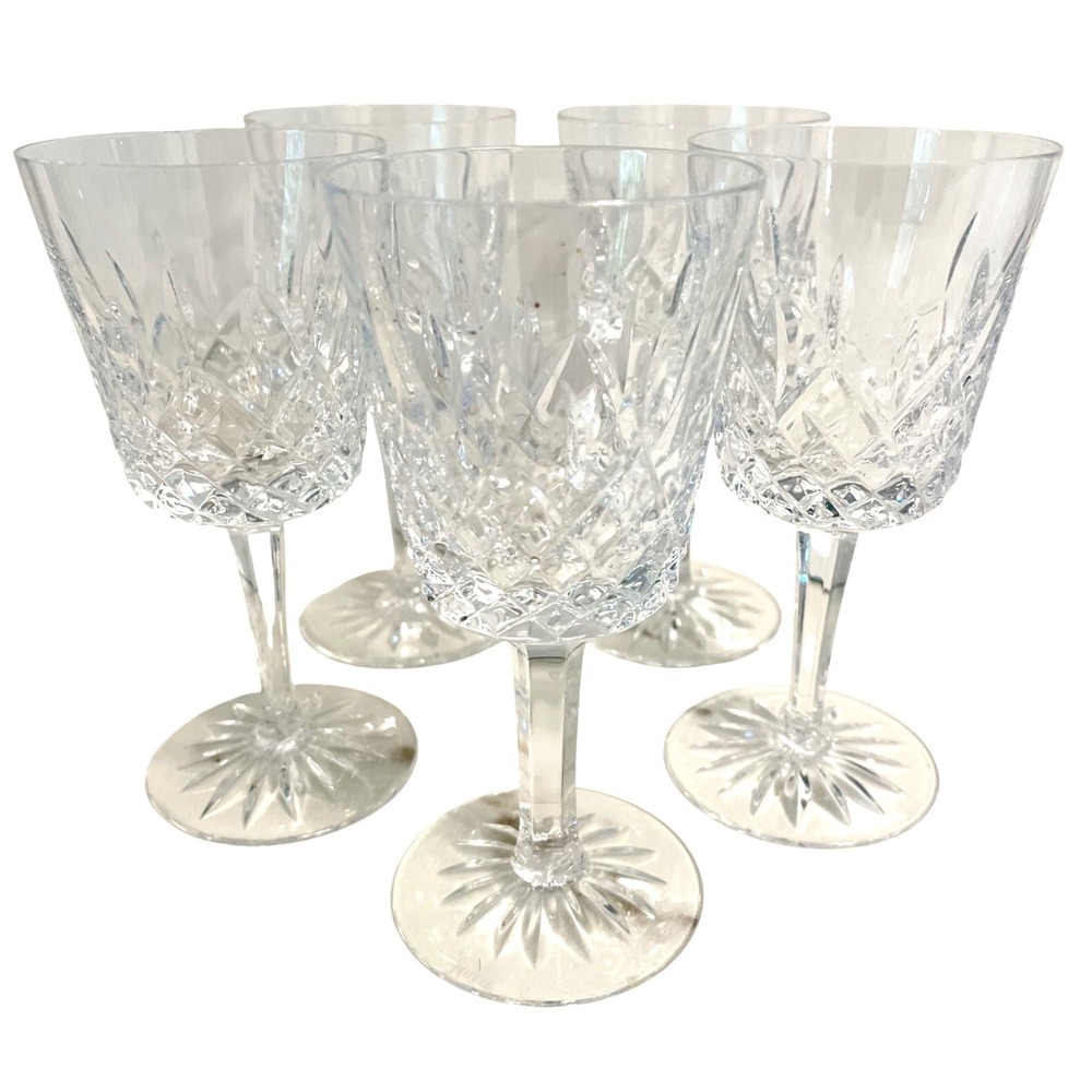 Miller Rogaska Hamilton Crystal Wing Glass Water Goblets 6.5" Tall Set Of 5